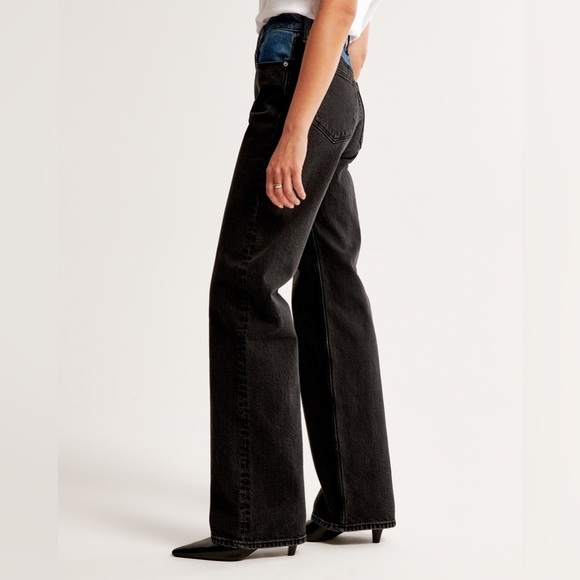 Abercrombie High Rise 90s Relaxed Jeans Black with Medium Waistband 27/4 - Picture 4 of 11